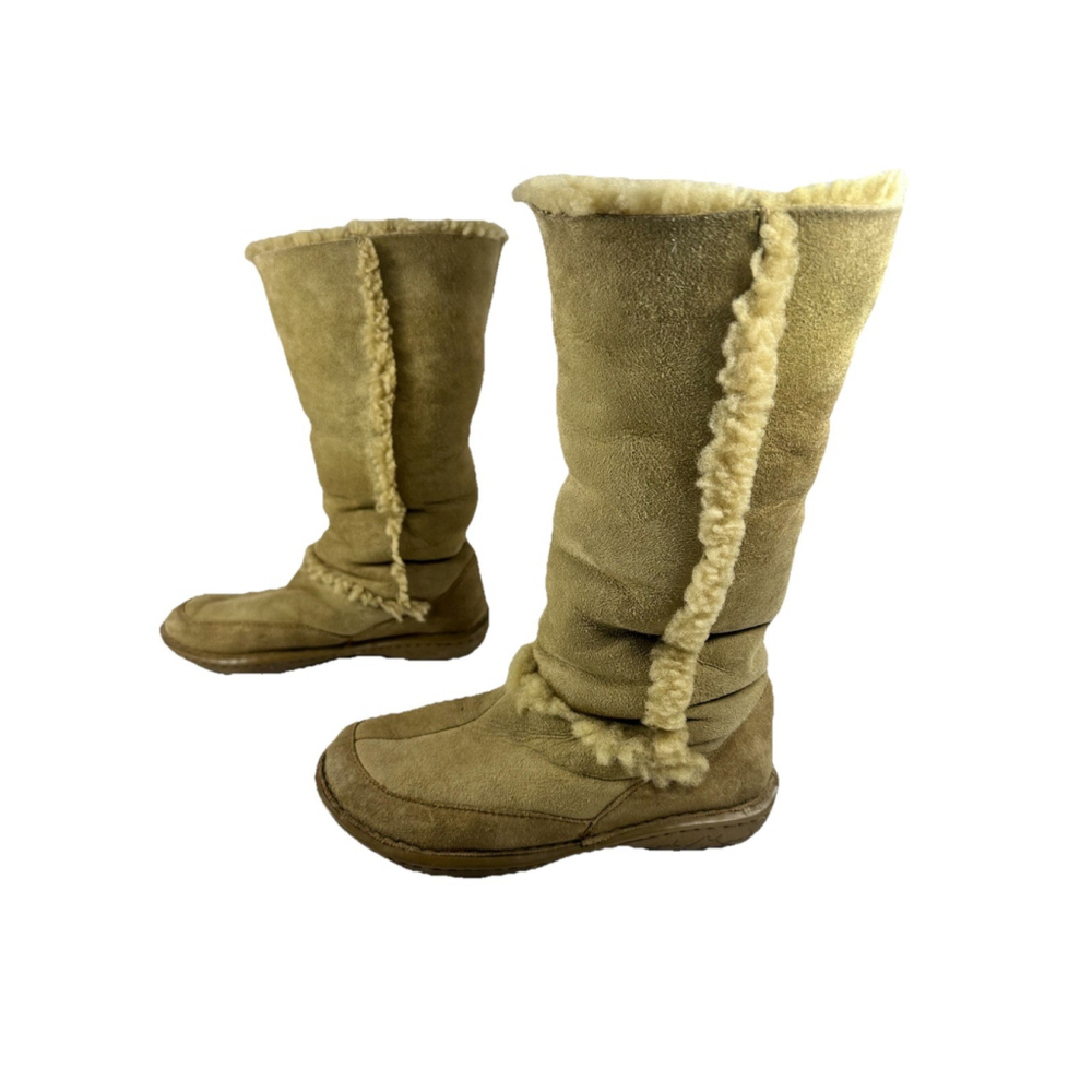 BORN Boots Size 6 Sheepskin Suede leather Shearling Fur Lined